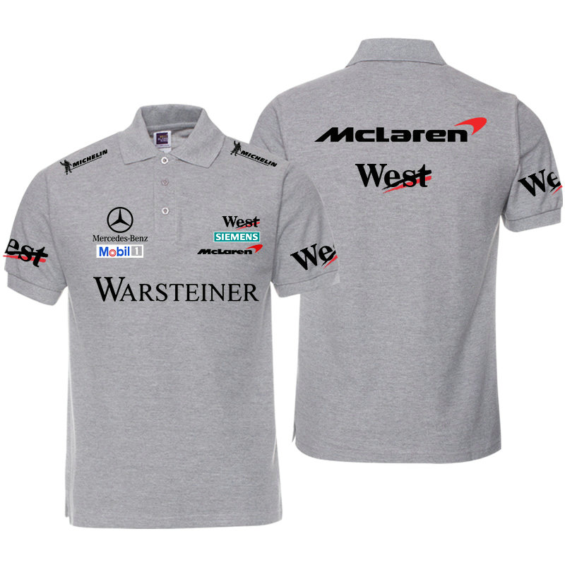 Polo West McLaren Mercedes Benz Mobil 1 Warsteiner Homme Col Revers Couleur Unie